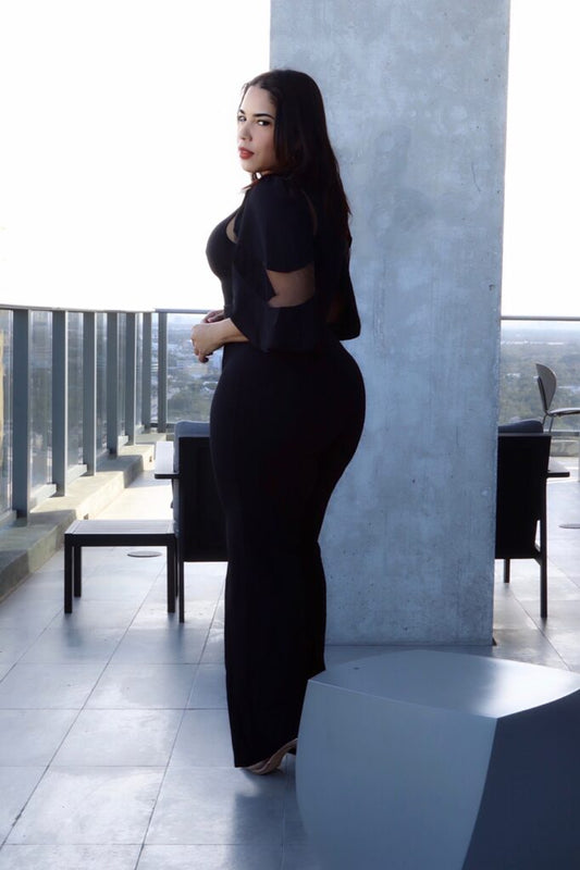 La Mesh Inserted Fashion Jumpsuit