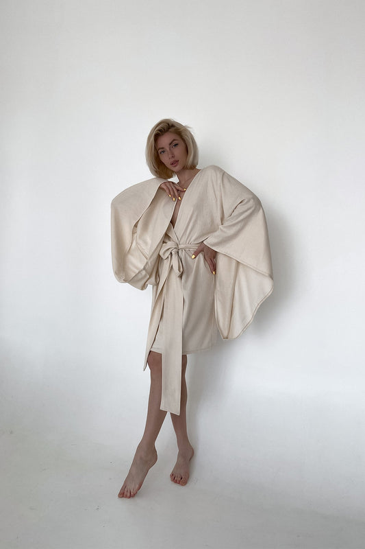 Kimono Sleeves Linen Robe