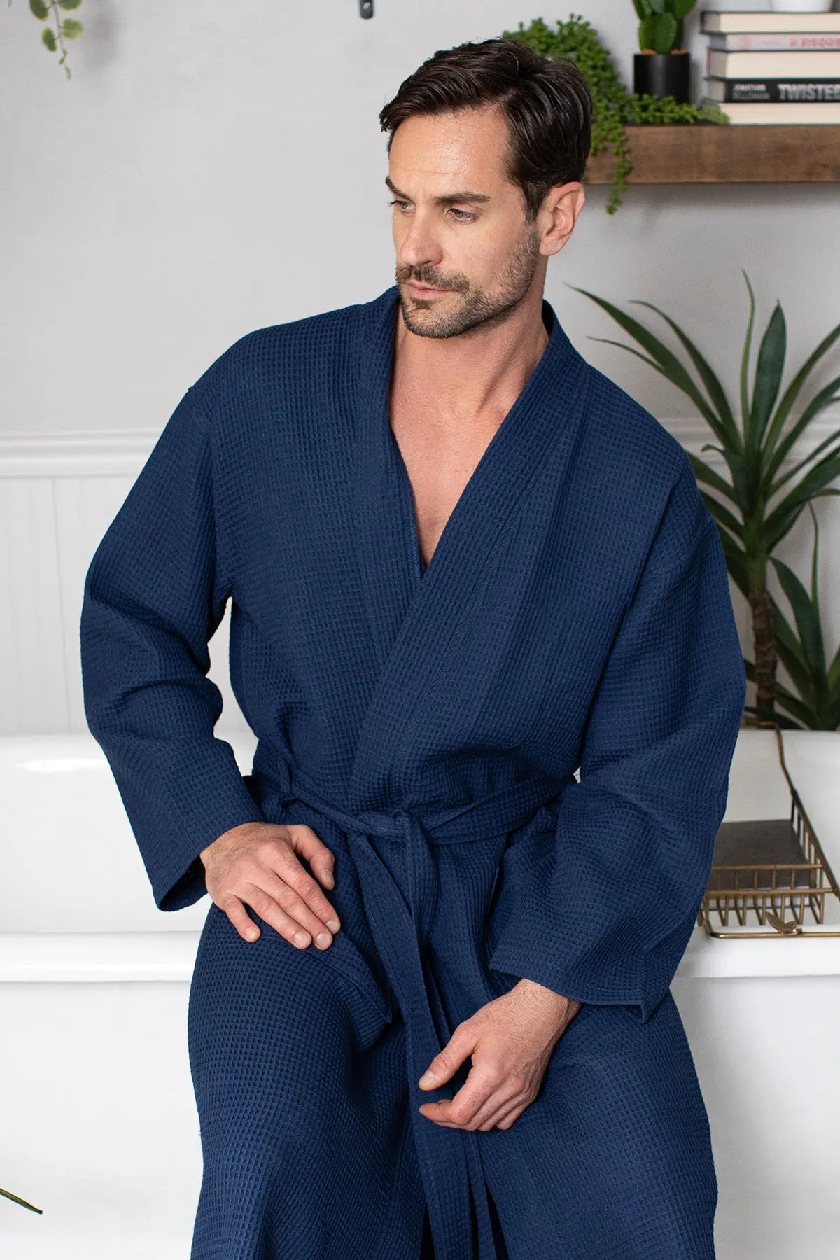 Waffle Kimono Spa Bathrobe - Absorbent, Lightweight