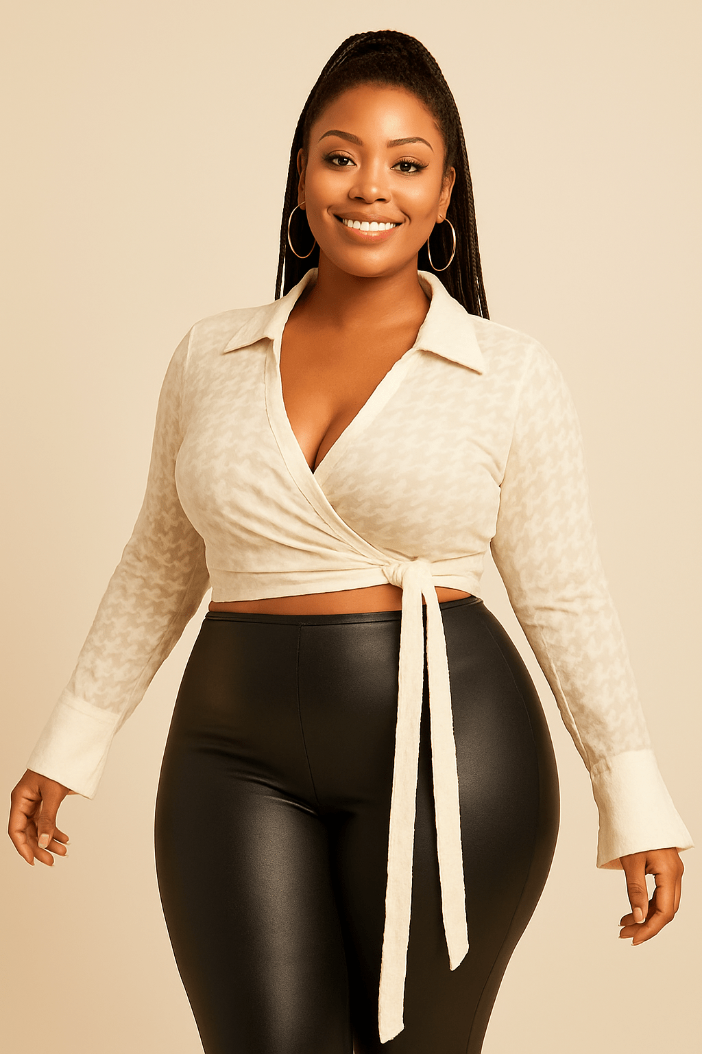Monaco Knitted See-Through Tie Front Crop Top