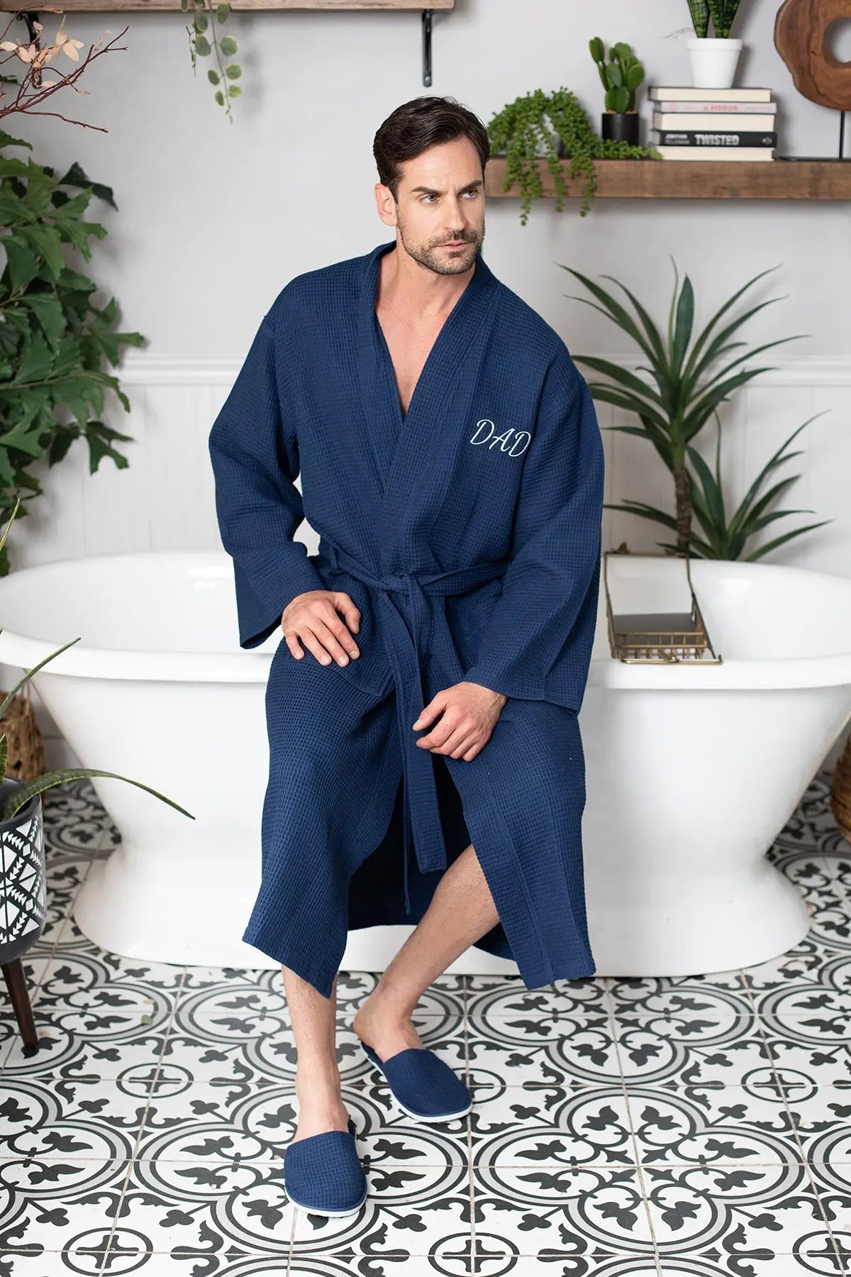 Waffle Kimono Spa Bathrobe - Absorbent, Lightweight