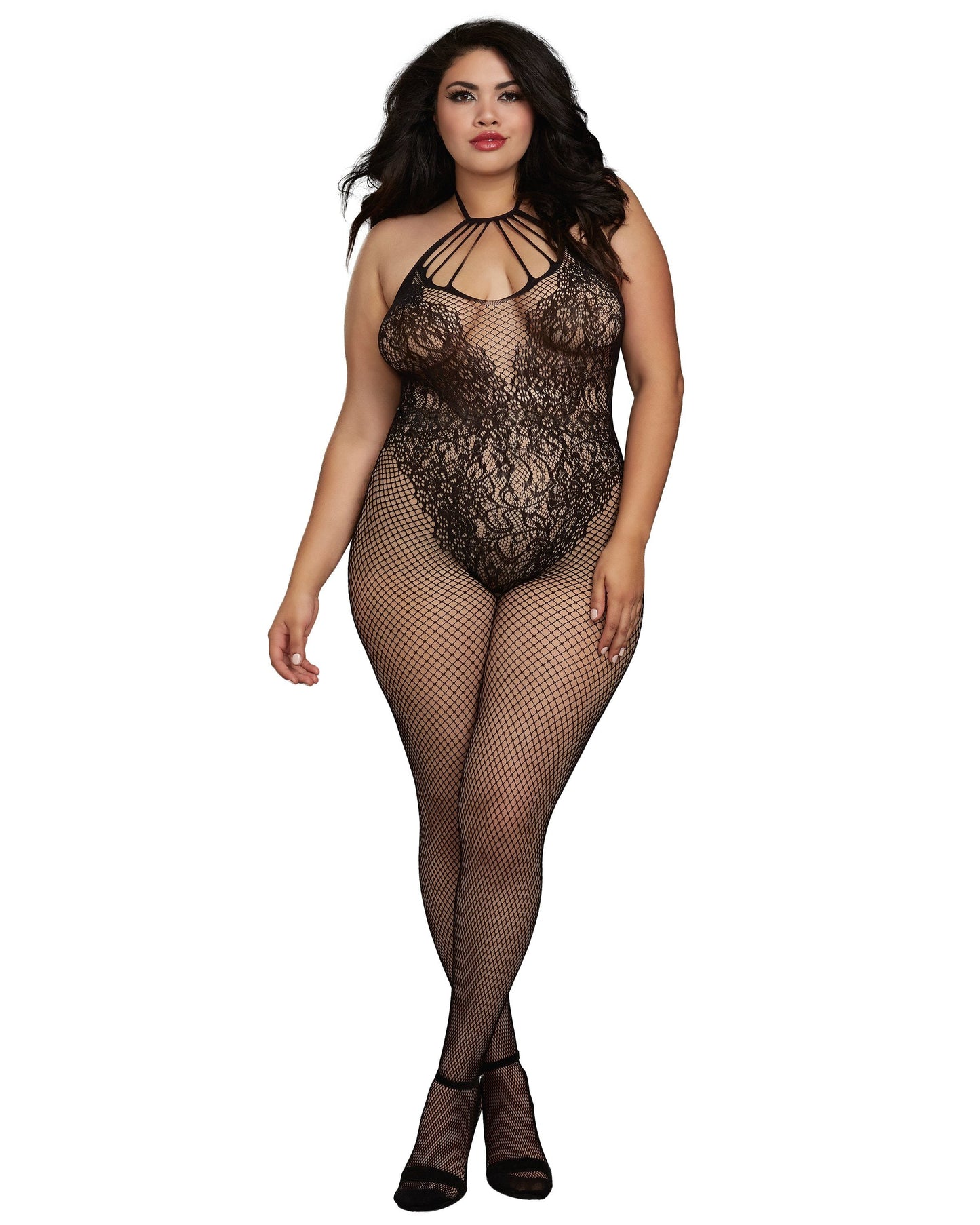 Fishnet Bodystocking with Knitted 'Teddy' Design