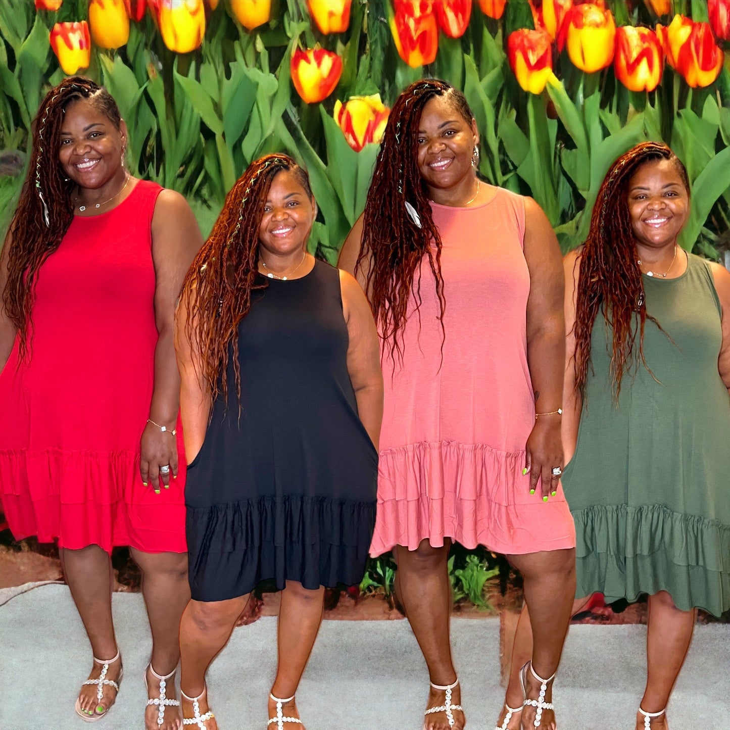 Sleeveless Ruffled Hem Dress