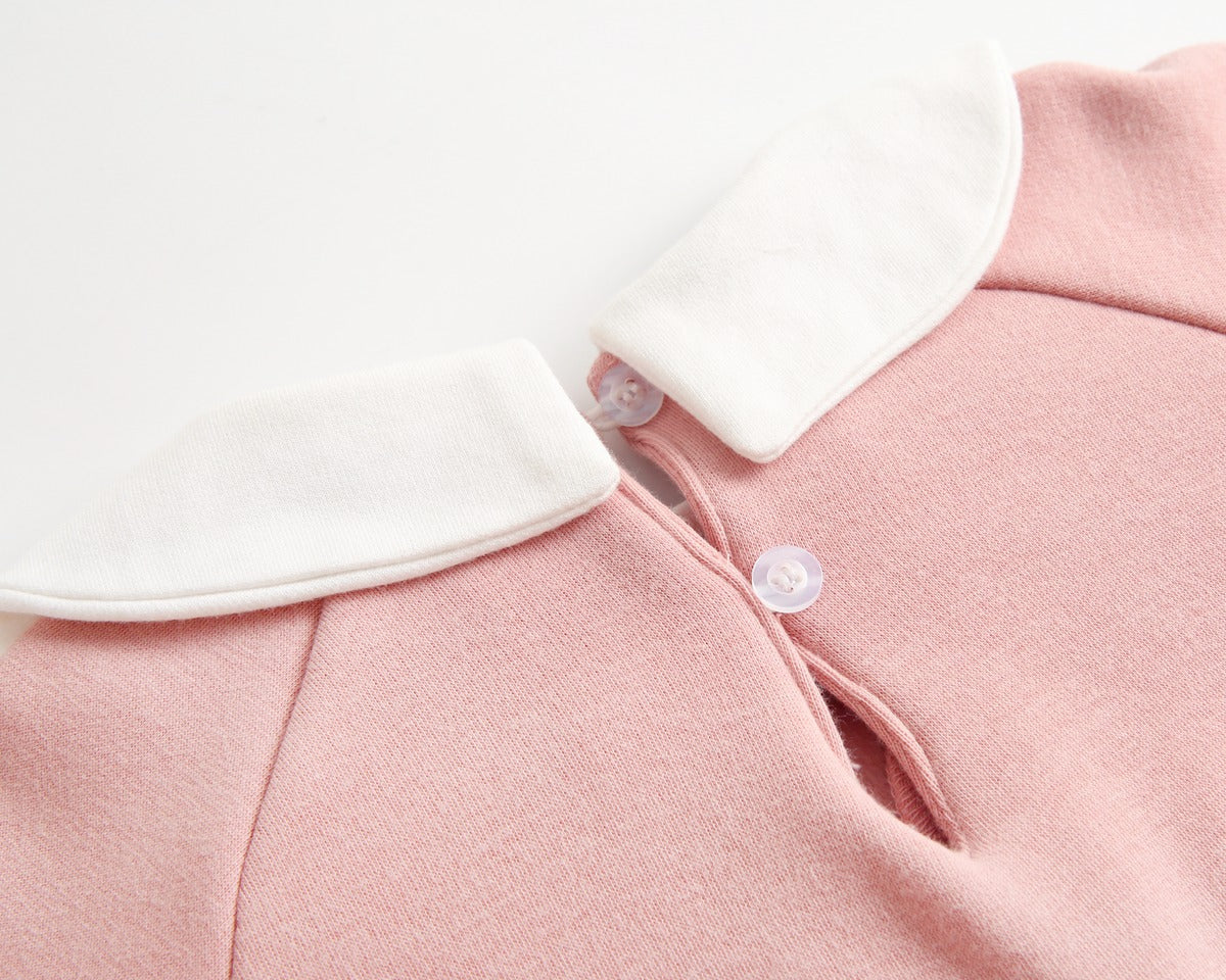 1pcs Cherry & Slogan Pattern Doll Neck Longsleeve Onesies