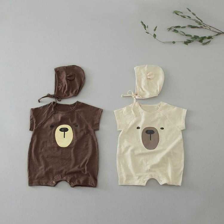 1pcs Cartoon Bear Graphic Simple Style Crotchets Jumpsuit