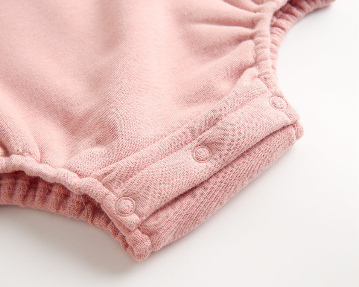 1pcs Cherry & Slogan Pattern Doll Neck Longsleeve Onesies