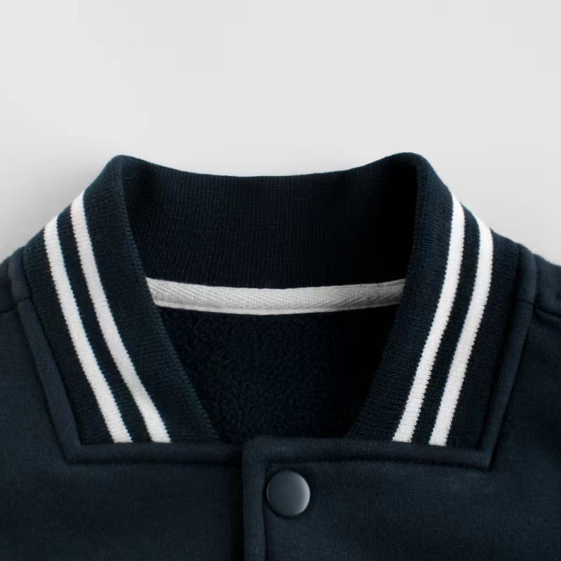 Letters Embroidered Pattern Contrast Design Baseball Coat