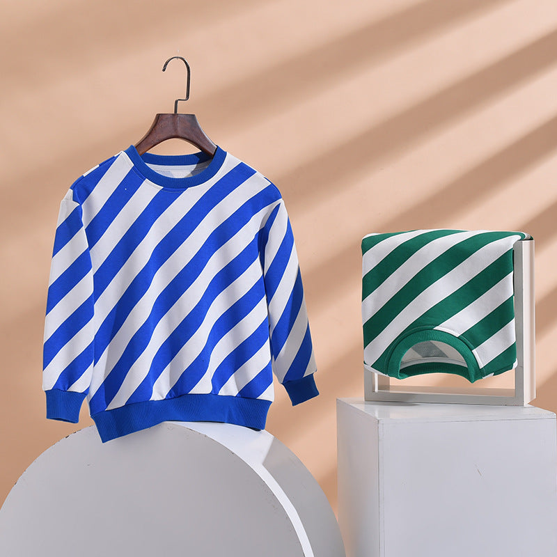 Striped Pattern Long Sleeve O-Collar Hoodies
