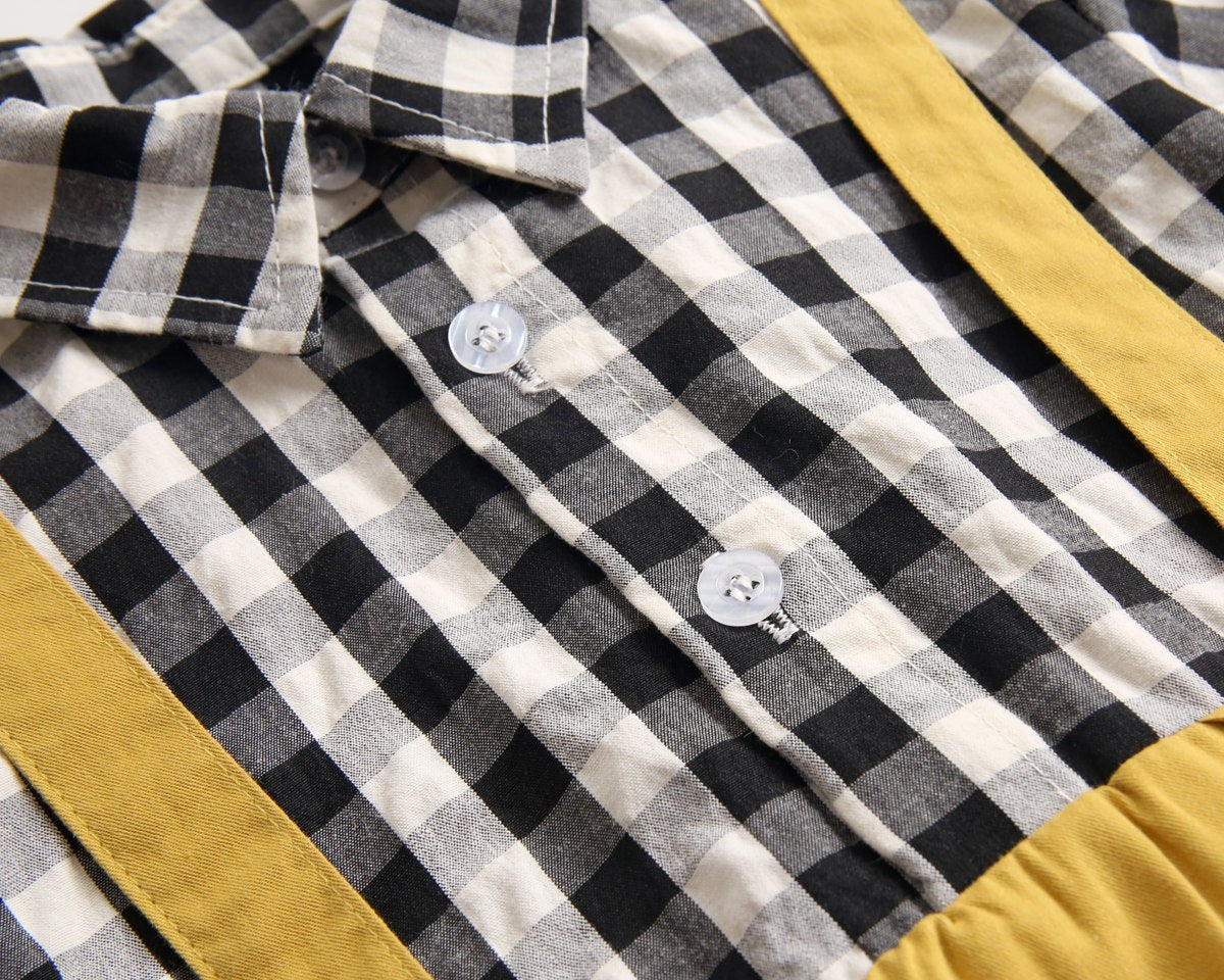 1pcs Plaid Pattern False 1 Pieces Design Lapel Bodysuit Onesies