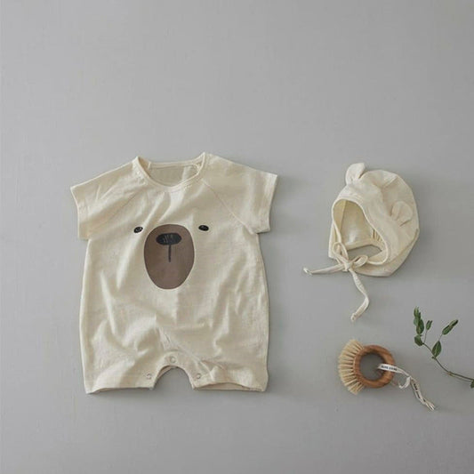 1pcs Cartoon Bear Graphic Simple Style Crotchets Jumpsuit