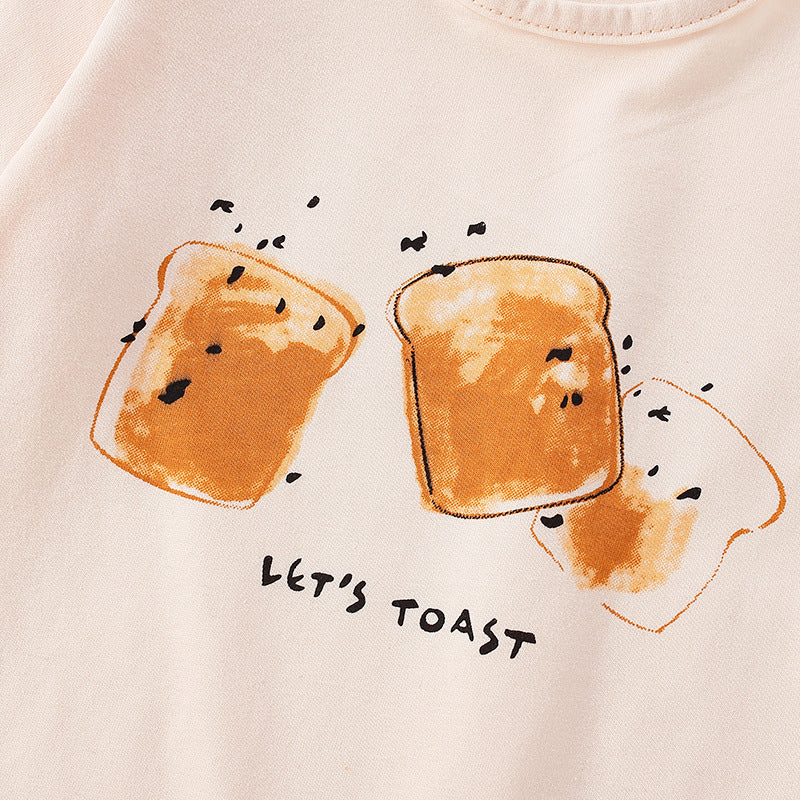 Bread Pattern Soft Cotton O-Neck Shirt