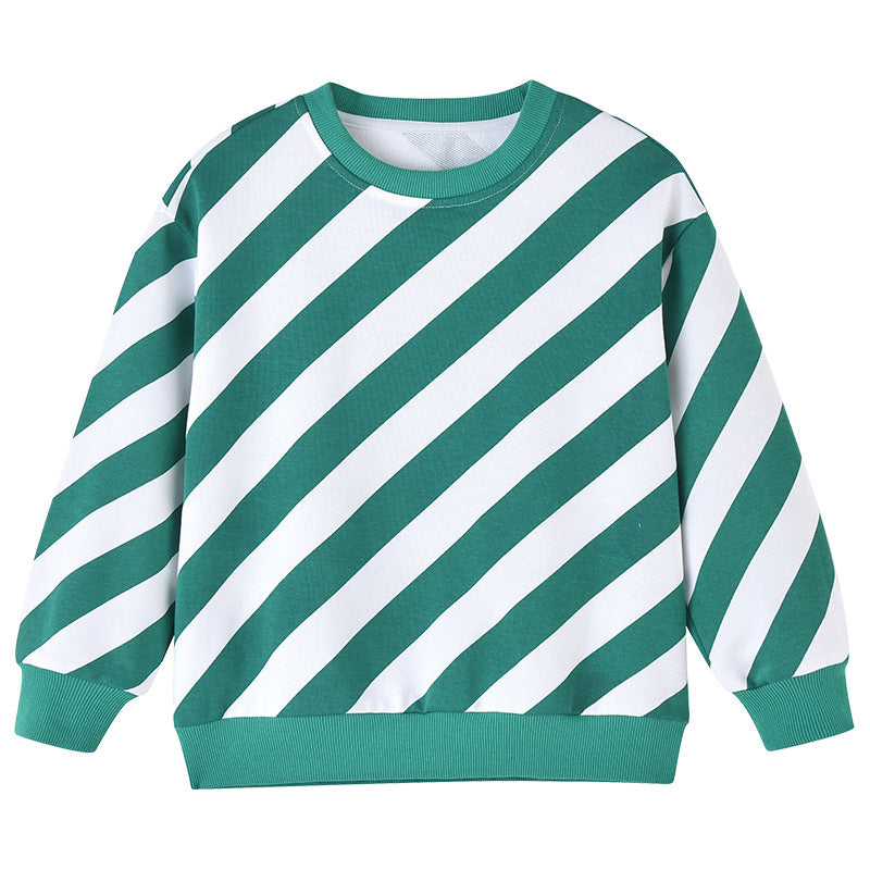 Striped Pattern Long Sleeve O-Collar Hoodies