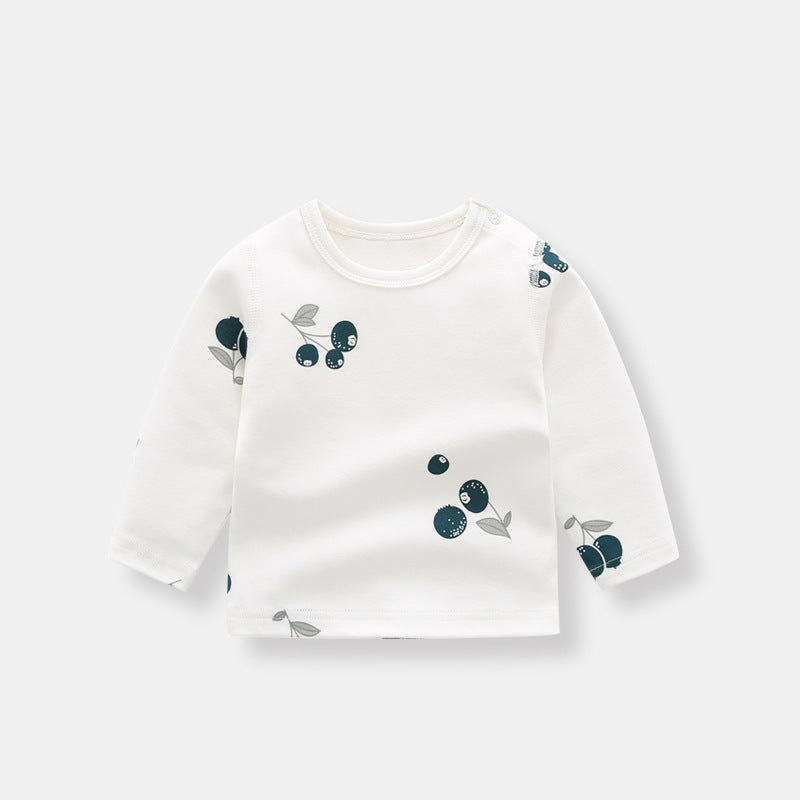 Allover Fruit Graphic 100% Pure Organic Cotton Side Snap Button Tops