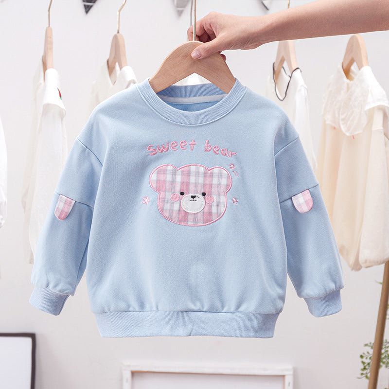 Cartoon Bear Patched Graphic Kids Valentine’ Day Clothes Pullover Hoodies
