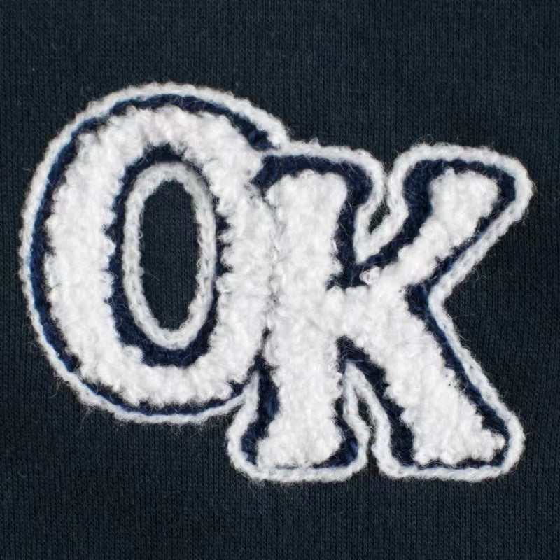 Letters Embroidered Pattern Contrast Design Baseball Coat