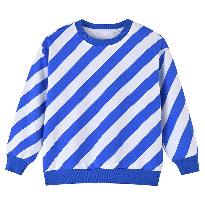 Striped Pattern Long Sleeve O-Collar Hoodies