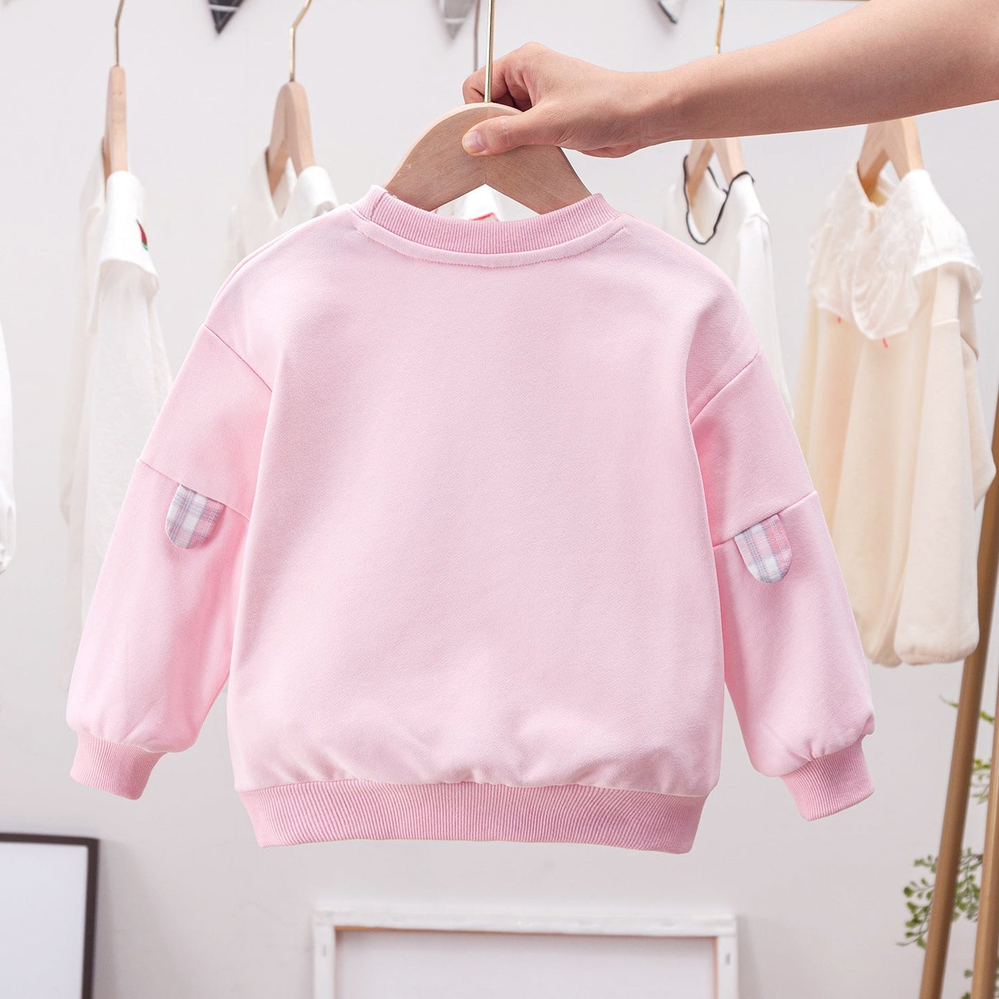 Cartoon Bear Patched Graphic Kids Valentine’ Day Clothes Pullover Hoodies
