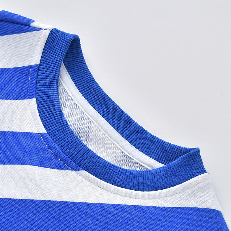 Striped Pattern Long Sleeve O-Collar Hoodies