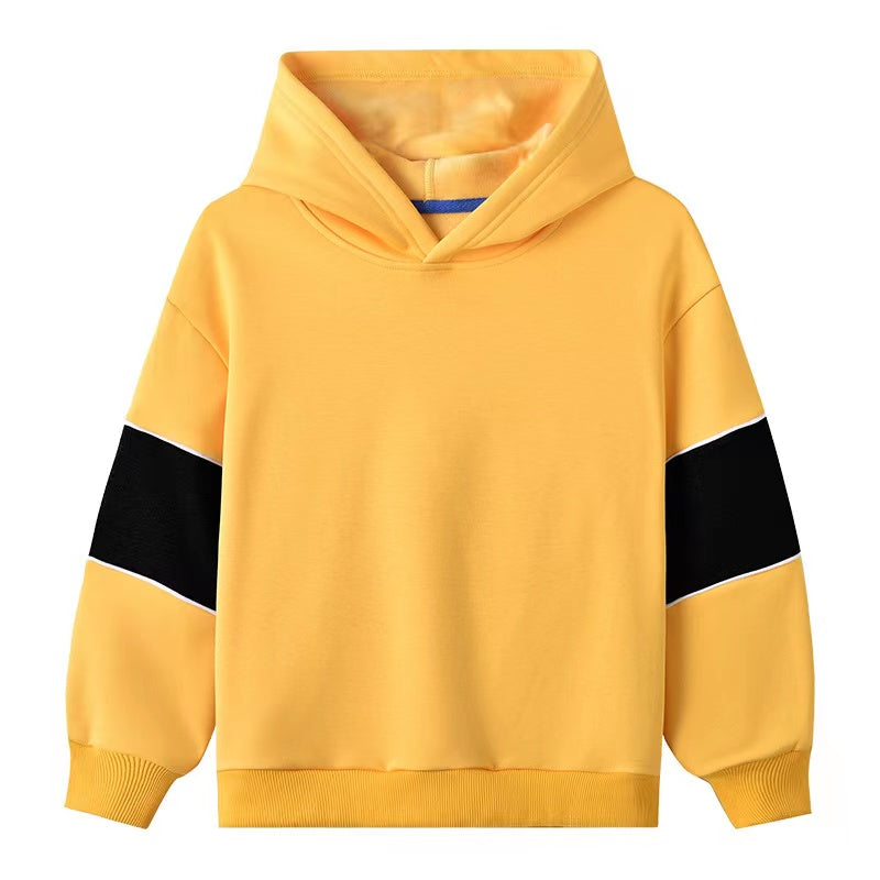 Contrast Tape Design Solid Color Fleece Thickened Hoodies