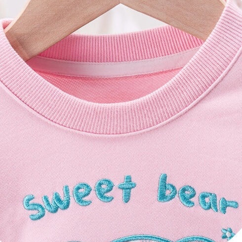 Cartoon Bear Patched Graphic Kids Valentine’ Day Clothes Pullover Hoodies