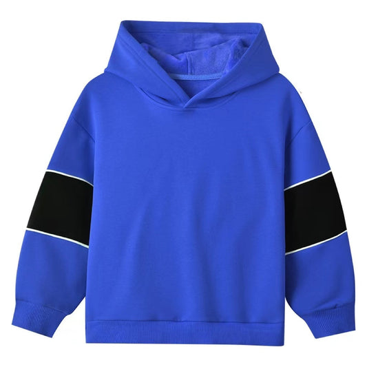 Contrast Tape Design Solid Color Fleece Thickened Hoodies