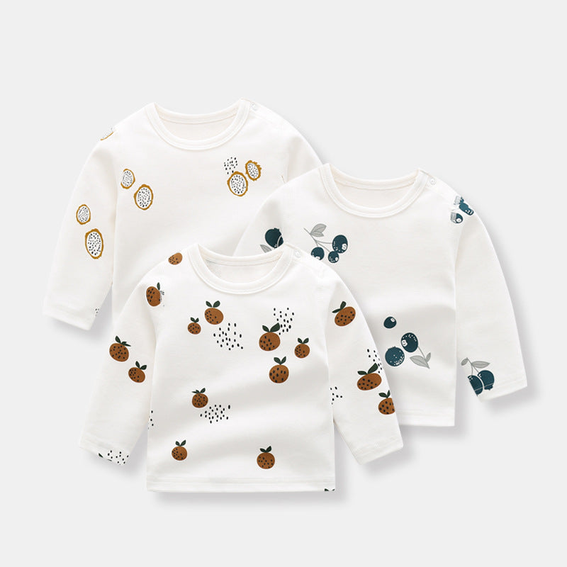 Allover Fruit Graphic 100% Pure Organic Cotton Side Snap Button Tops