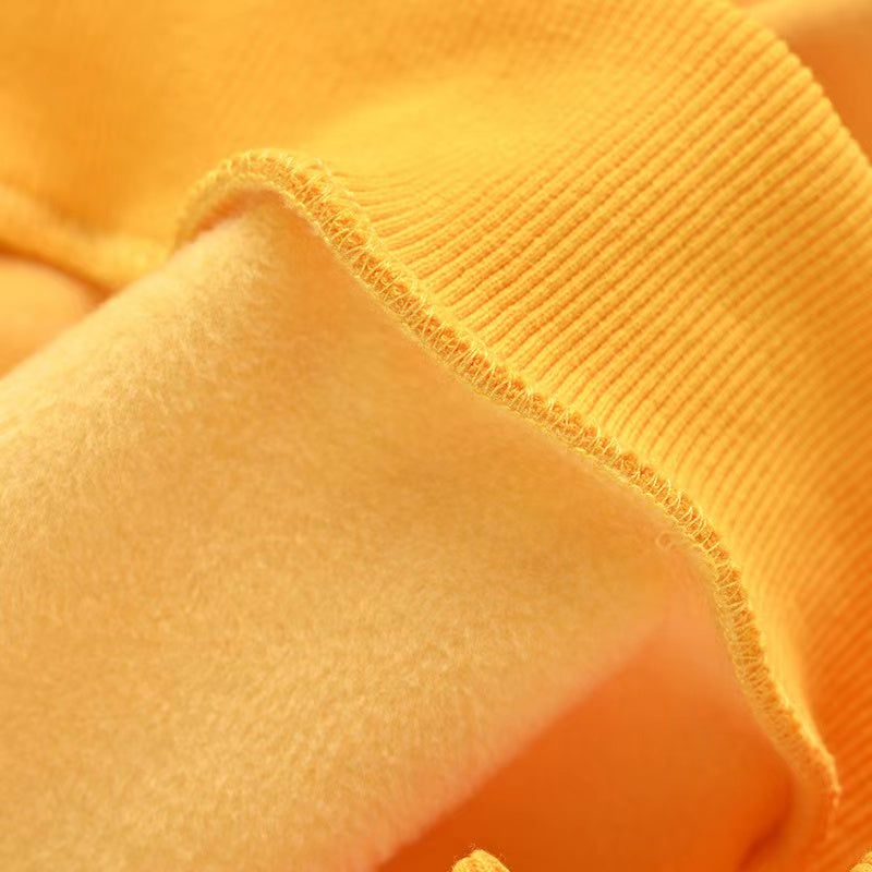 Contrast Tape Design Solid Color Fleece Thickened Hoodies