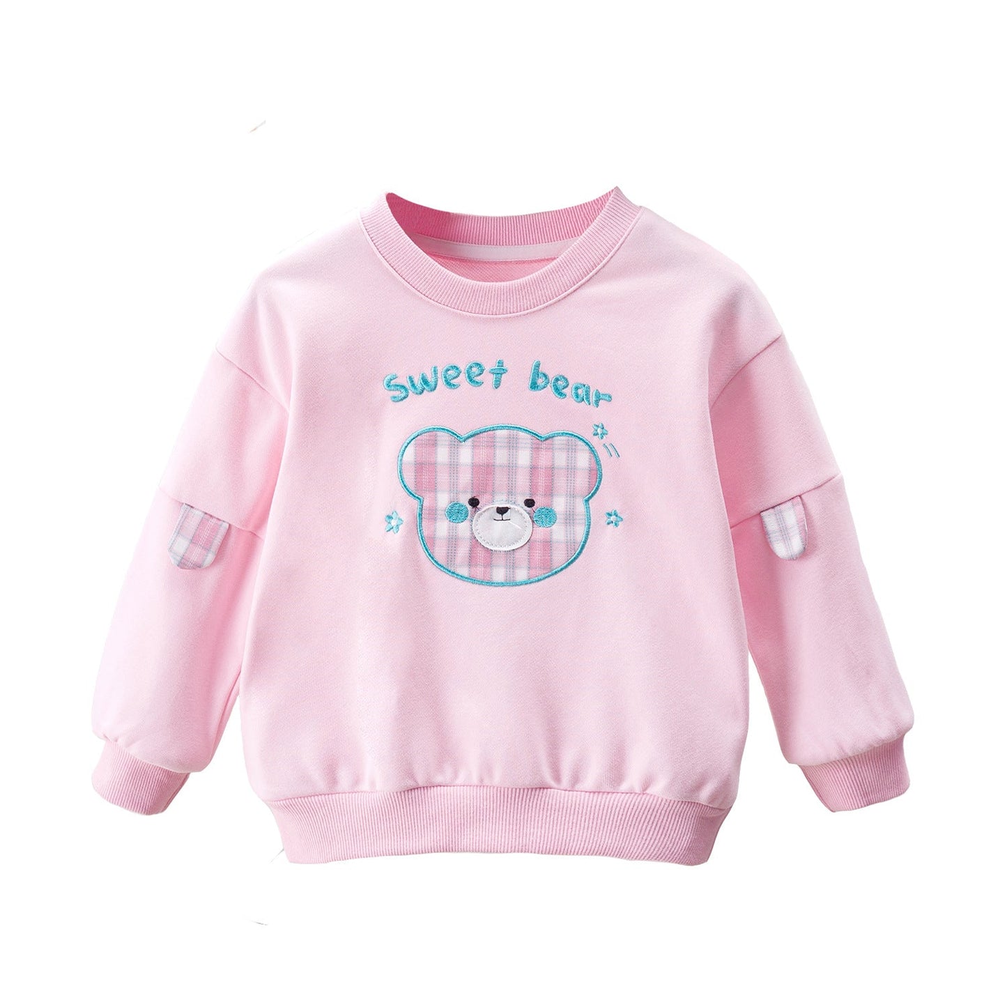 Cartoon Bear Patched Graphic Kids Valentine’ Day Clothes Pullover Hoodies