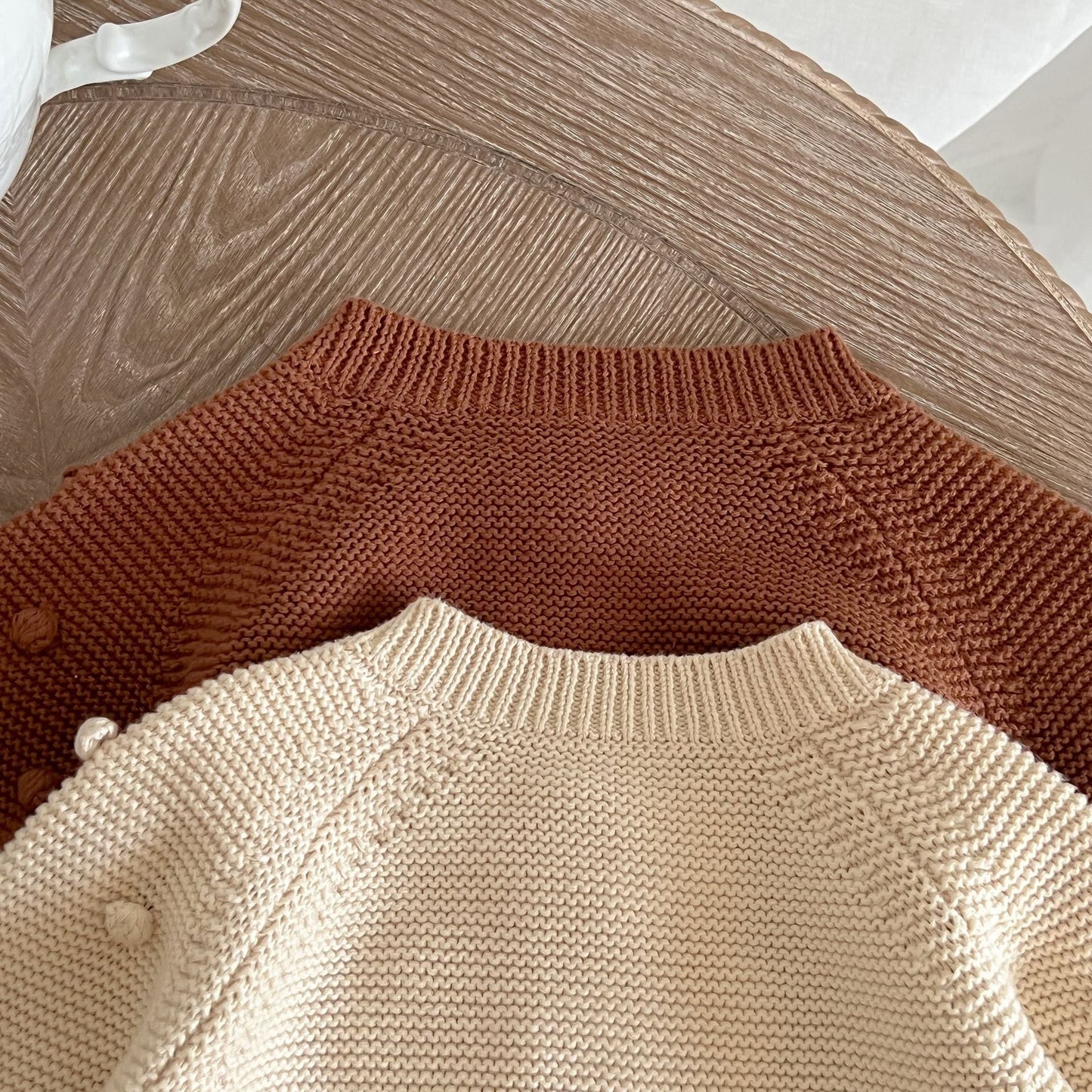 Solid Color Fur-Ball Patched Design Cardigan