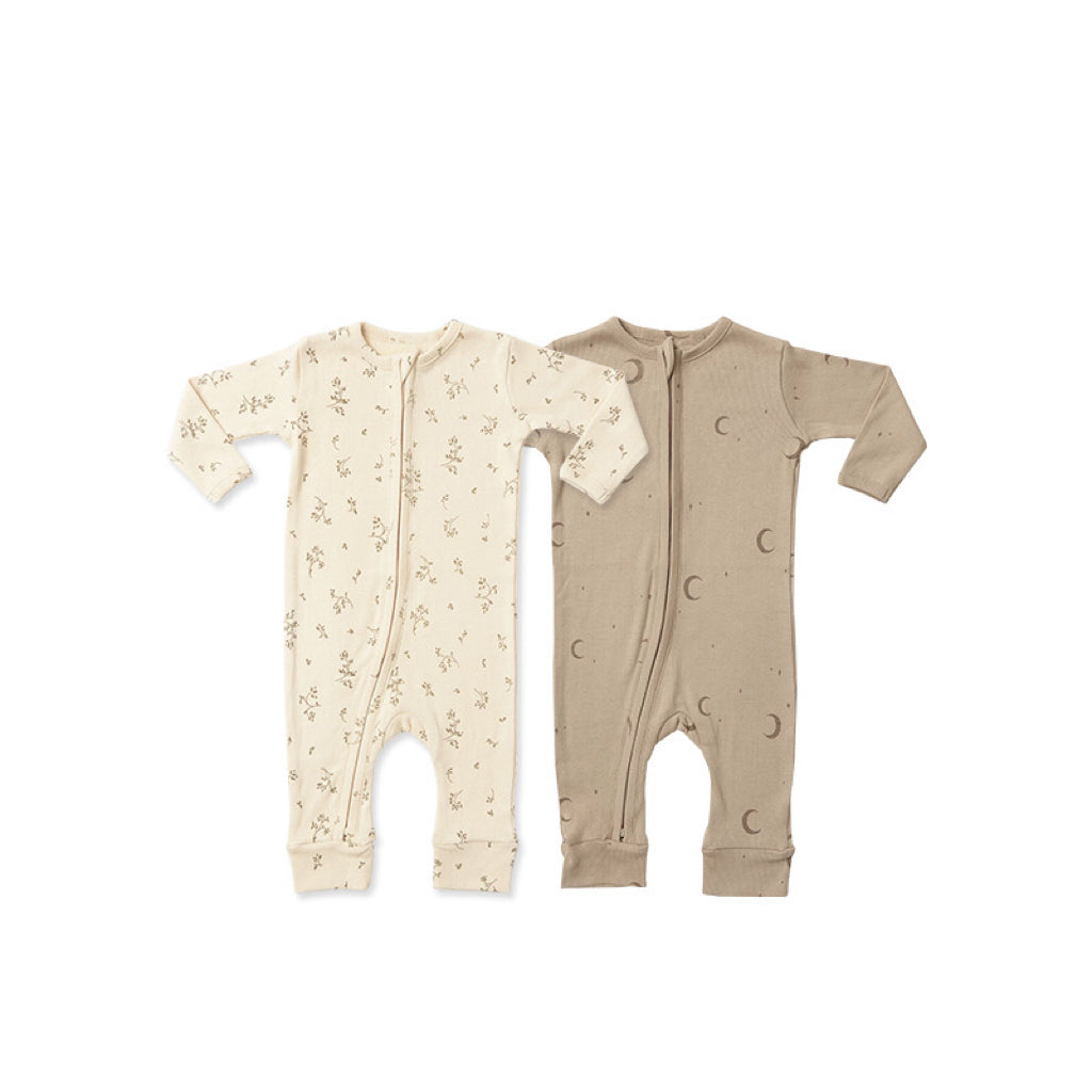 Dinosaur & Floral Print Pattern Zipper Front Design Jumpsuit
