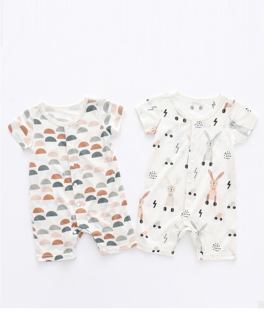 1pcs Rabbit Graphic Single Breasted Design Simply Jumpsuit Pajamas