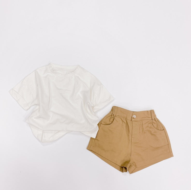 Solid Color Basic Denim Shorts With Pockets