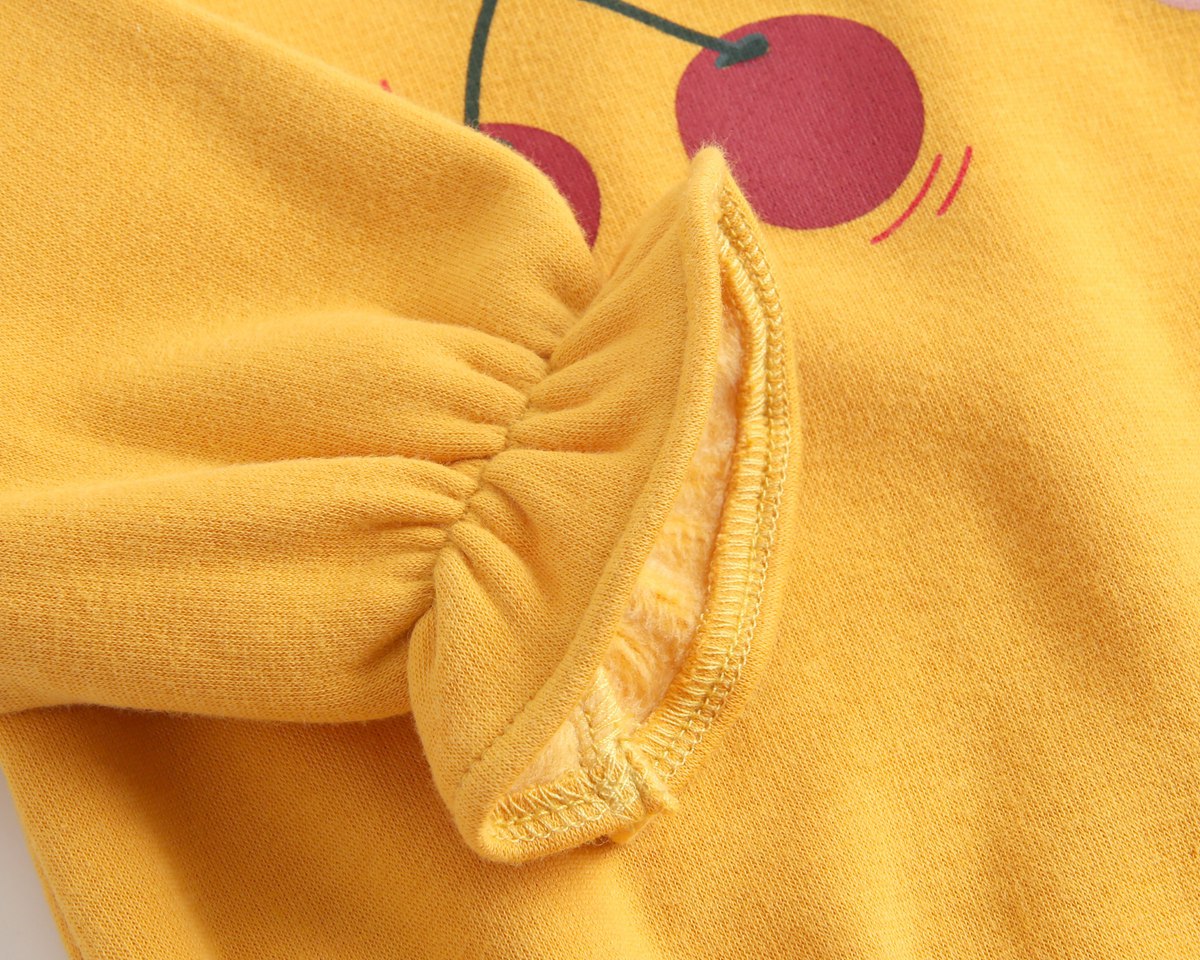 1pcs Cherry & Slogan Pattern Doll Neck Longsleeve Onesies