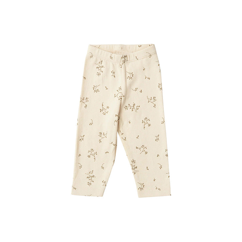 Cartoon & Floral Pattern Long Sleeve Onesies With Pants Sets