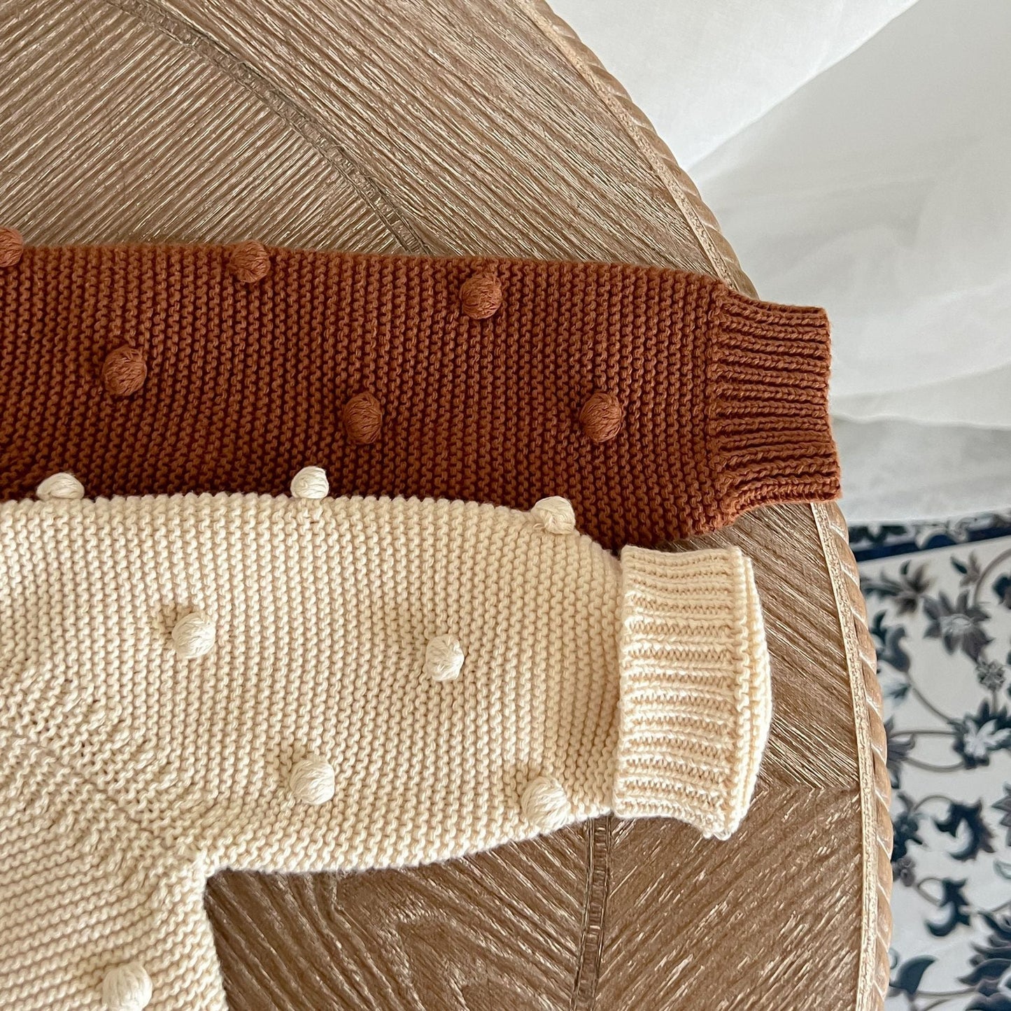 Solid Color Fur-Ball Patched Design Cardigan