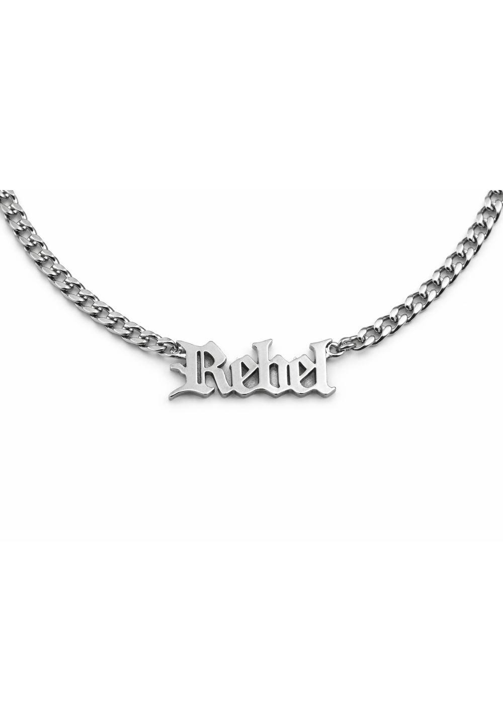 Rebel Script Necklace Silver