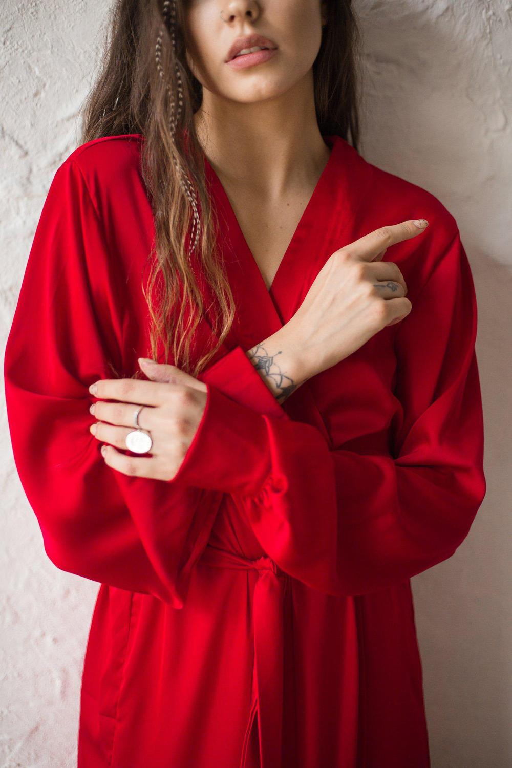 Silk Long Robe with Cuffs