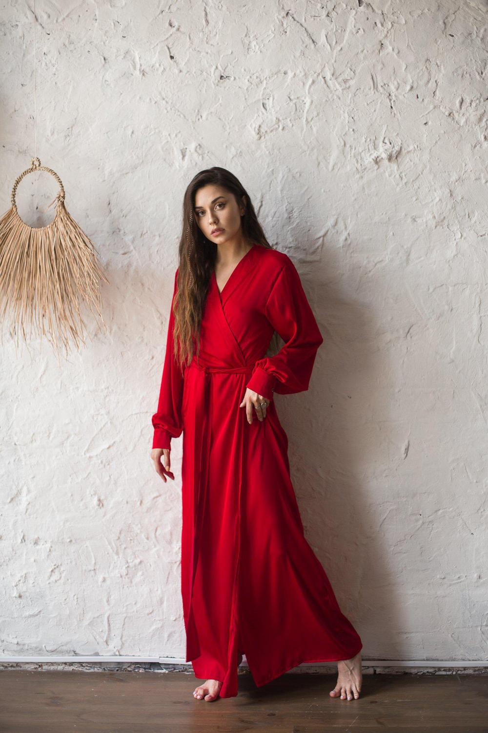 Silk Long Robe with Cuffs