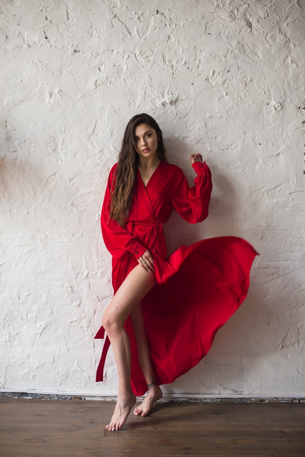 Silk Long Robe with Cuffs