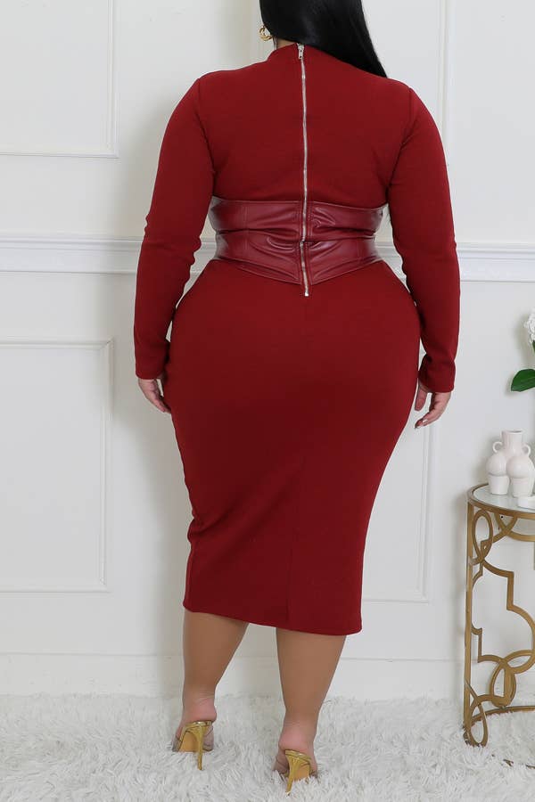 Snatched at the Waist Curvy Midi Dress