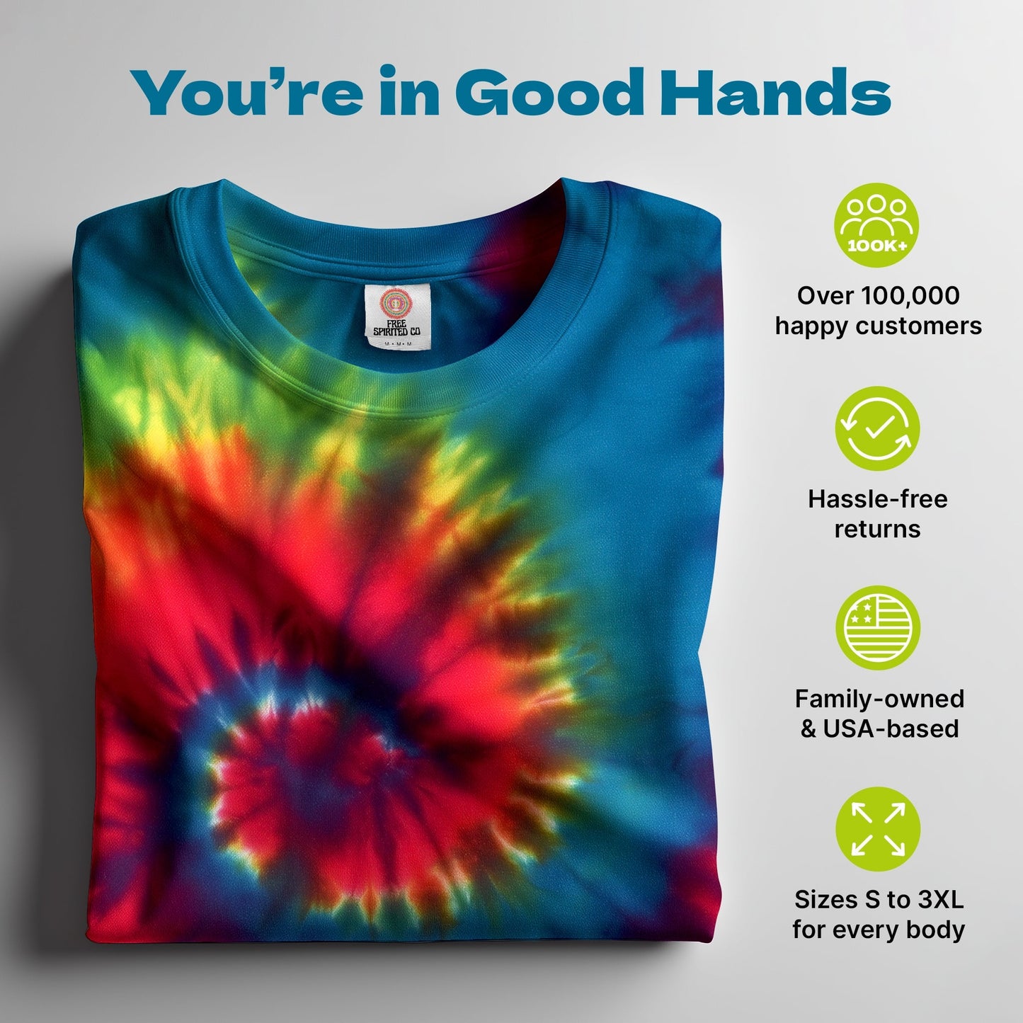 Reactive Rainbow Hand Dyed Long Sleeve