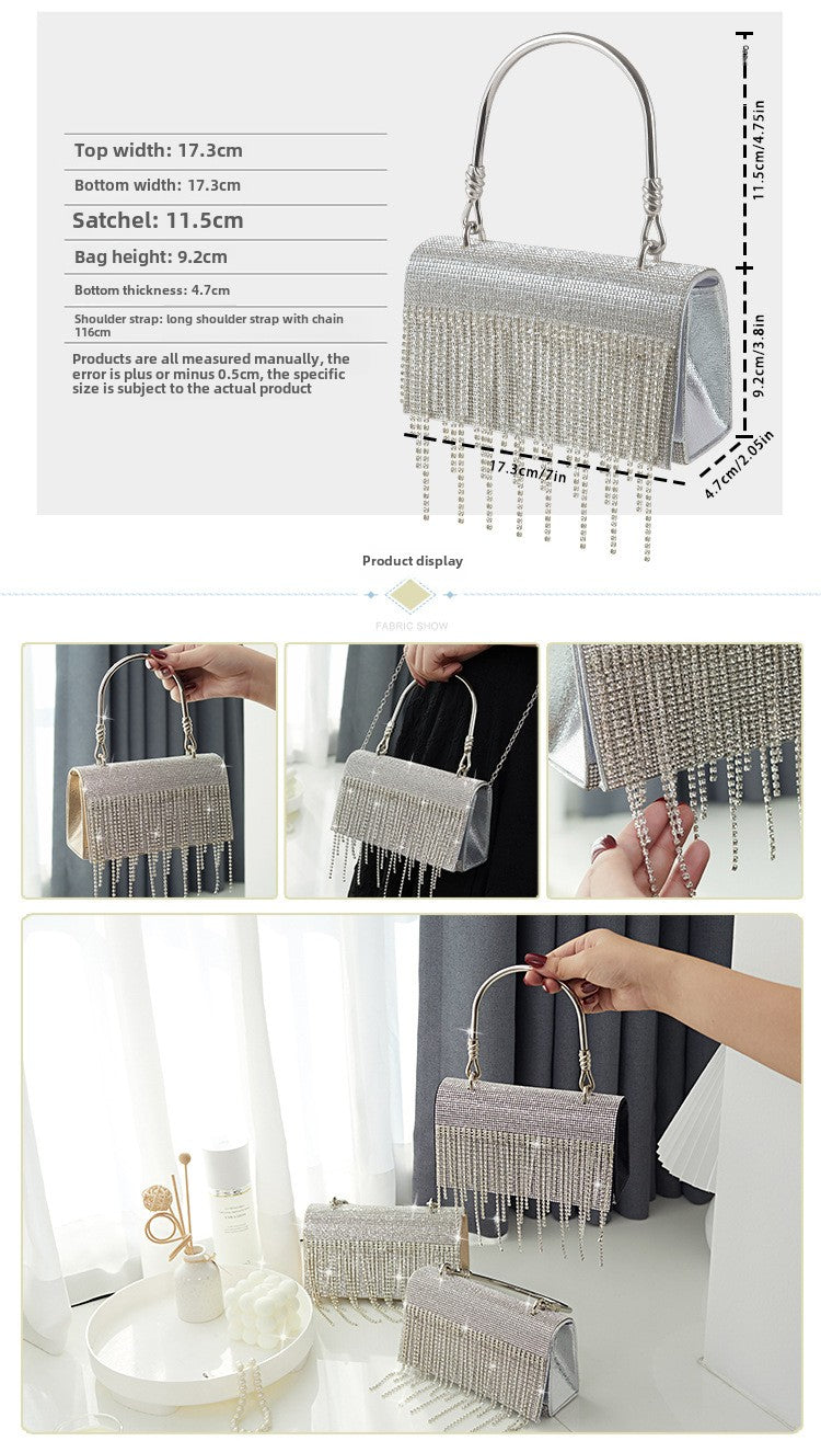 GlitteringTassel Rhinestone Small Square Bag