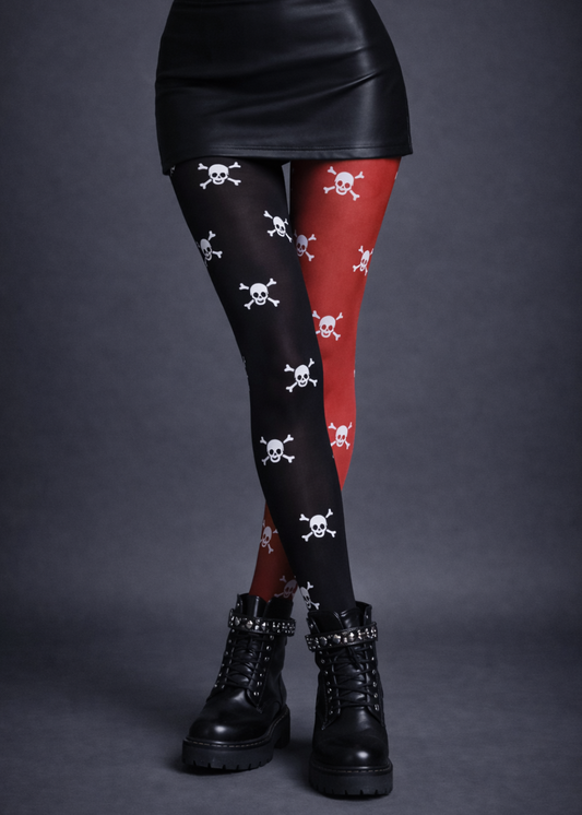 Skull Pattern Two Tone Tights