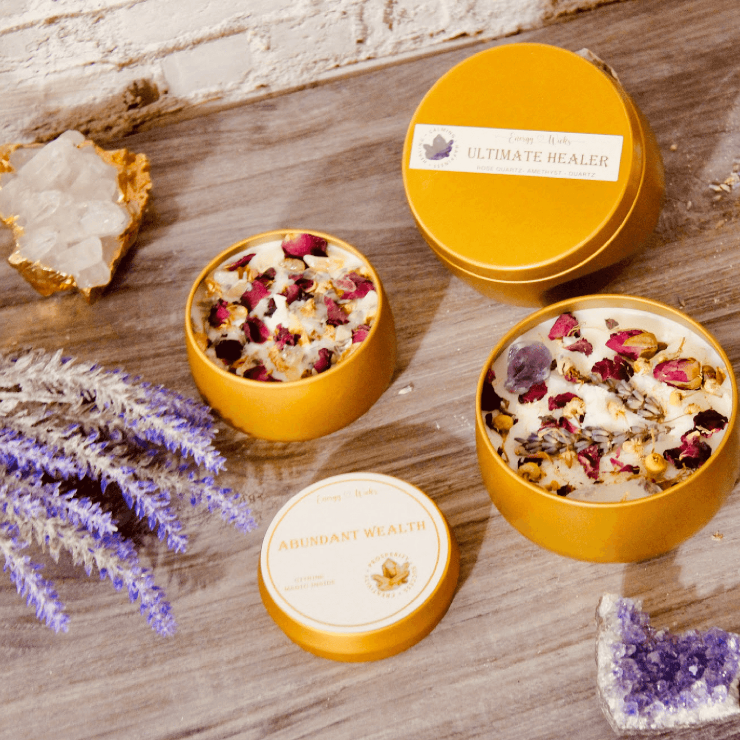 Wealth Crystal Intention Candle