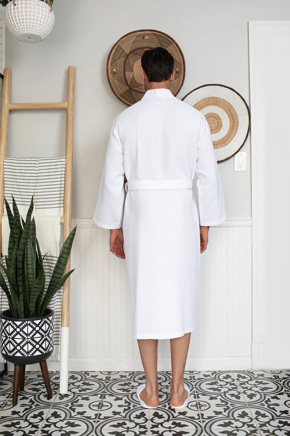 Waffle Kimono Spa Bathrobe - Absorbent, Lightweight