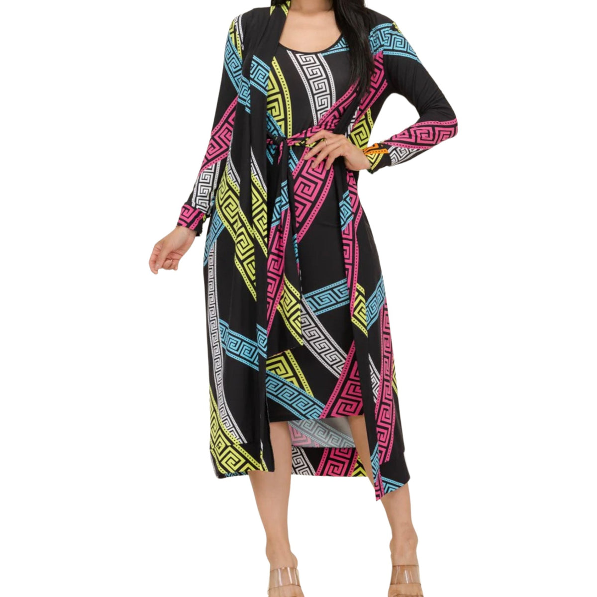 2 Piece Tank Midi Dress and Cardigan Set