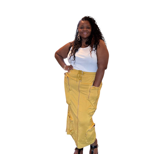 Zip Up Cargo Skirt