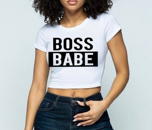“Boss Babe” Graphic Crop Top