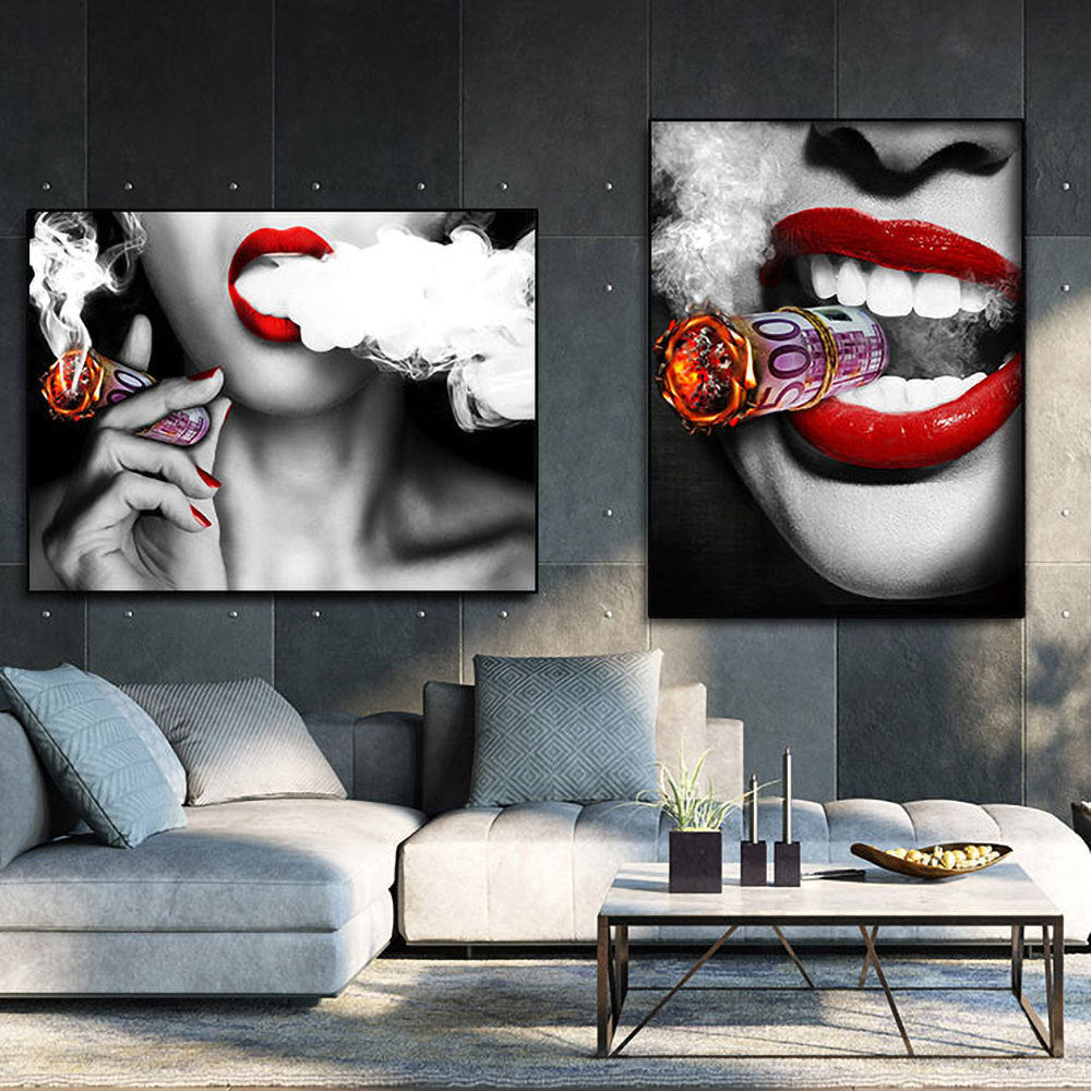 Red Lips Canvas Painting