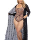 CROCHET FABRIC SOLID BLACK LONG SLEEVE KIMONO COVERUP